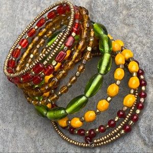 🍄Multi layer bead wrap bracelet boho hippy chic gypsy colorful layered w…